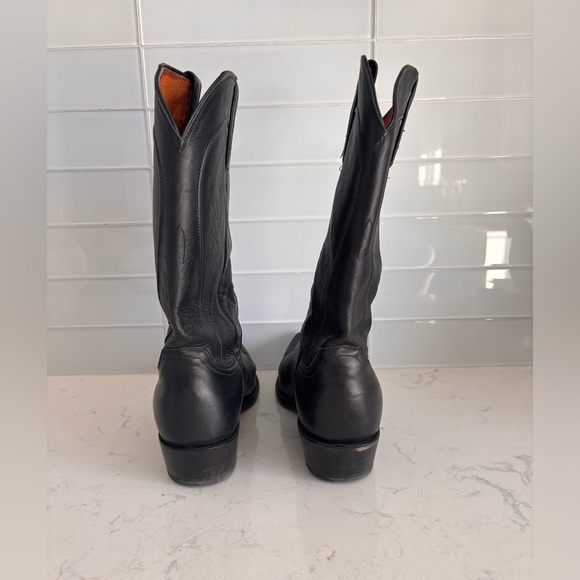 Lucchese Black Ranch Hand Leather Cowboy Boots - Picture 6 of 7